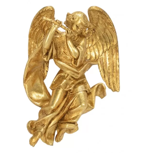 Angeli | Fontanini Angelo Con Flauto (467) Oro Foglia Cm.17