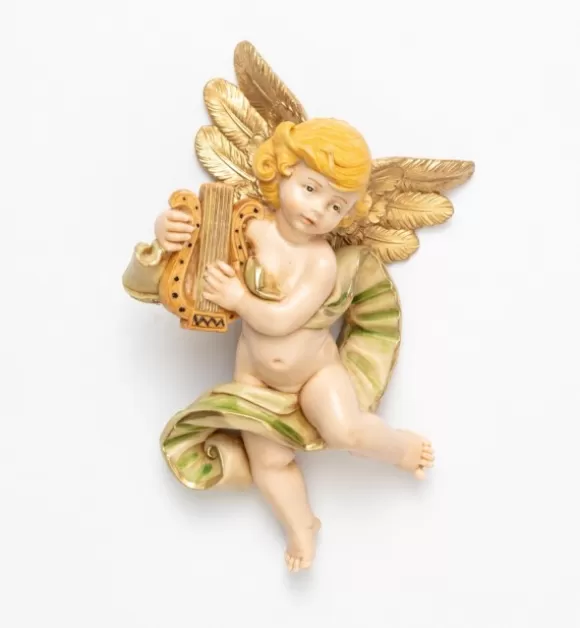 Angeli | Fontanini Angelo Con Lira (568) Tipo Porcellana Cm.17
