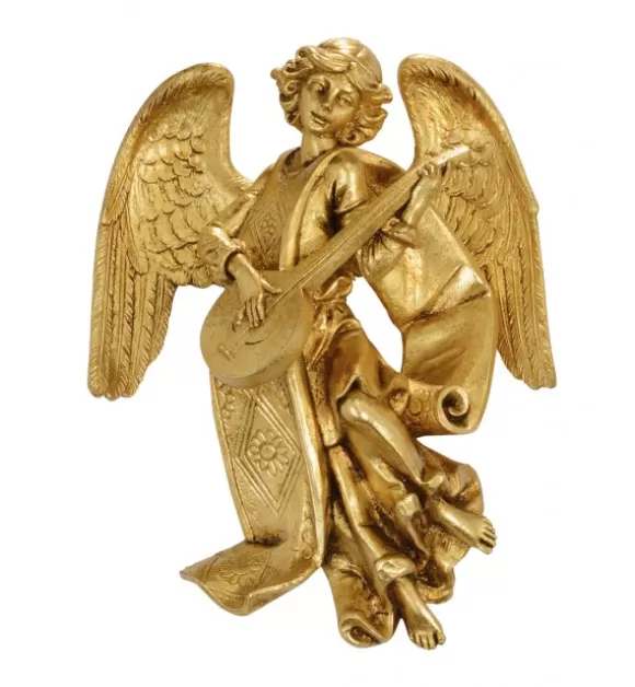 Angeli | Fontanini Angelo Con Mandolino (470) Oro Foglia Cm.17