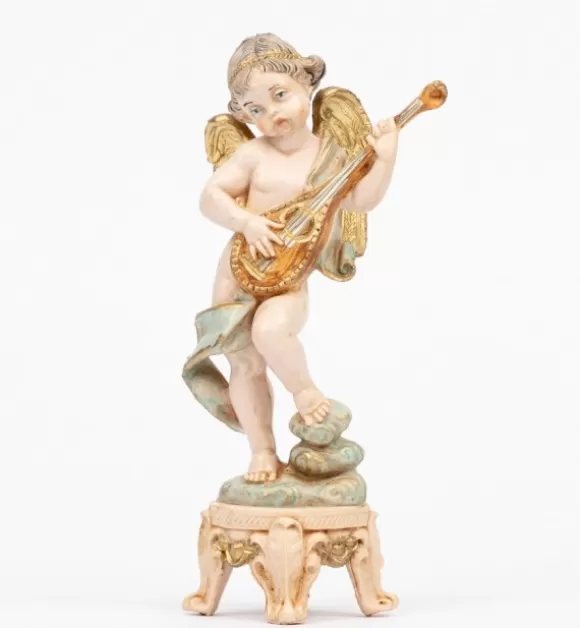 Angeli | Fontanini Angelo Con Mandolino (64) Tipo Porcellana Cm.16