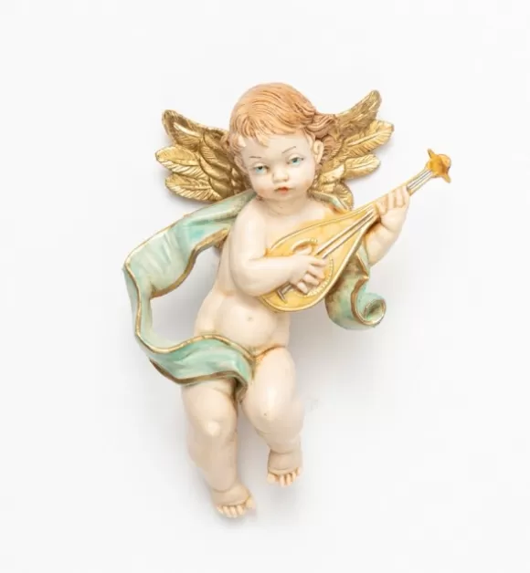 Angeli | Fontanini Angelo Con Mandolino (65) Tipo Porcellana Cm.11