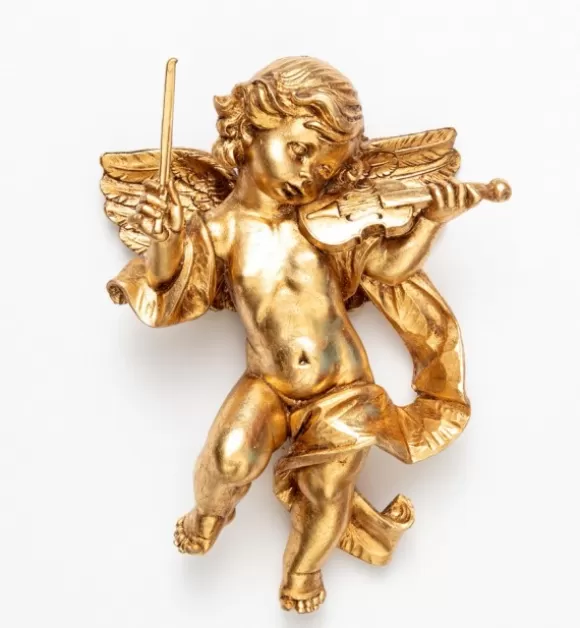 Angeli | Fontanini Angelo Con Violino (466) Oro Foglia Cm.27