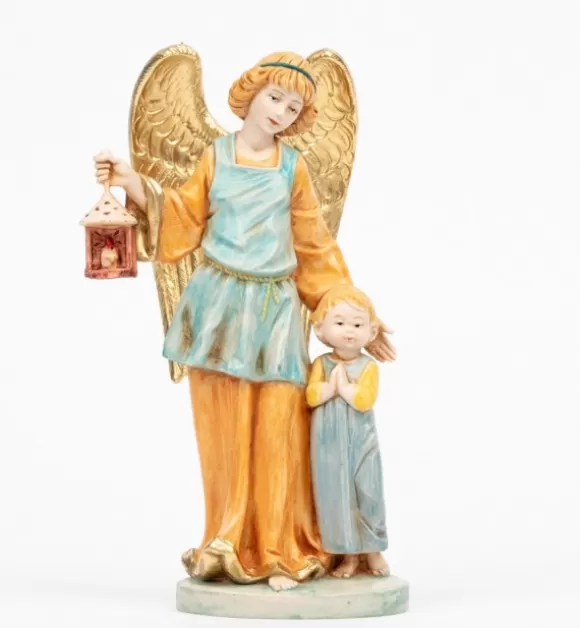 Angeli | Fontanini Angelo Custode Con Bimbo (174C) Tipo Porcellana Cm.17