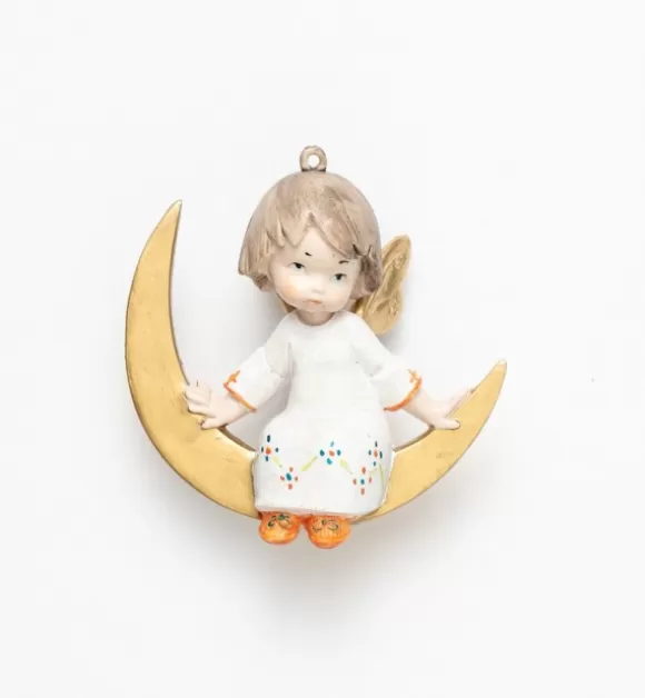 Angeli | Fontanini Angelo Seduto Sulla Luna (388) Tipo Porcellana Cm.12