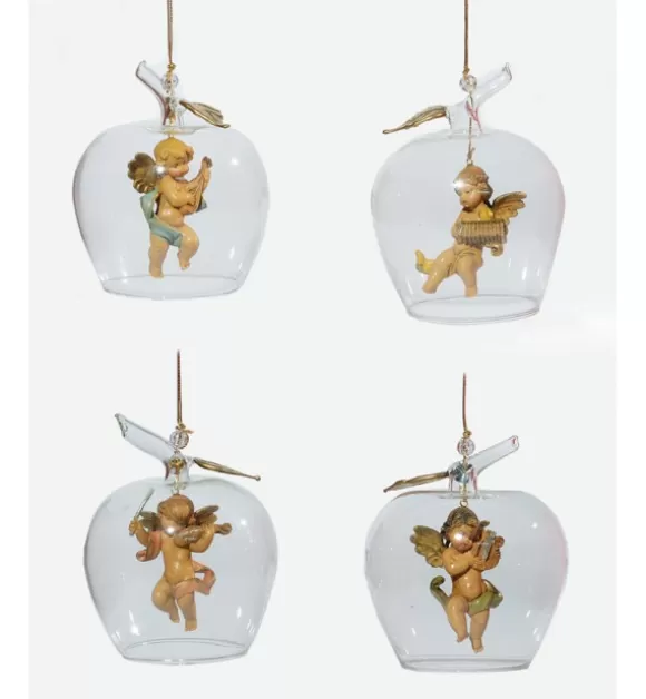Ornamenti Natalizi | Fontanini Assortimento 4 Ornamenti In Vetro Soffiato Da Appendere (V6) Cm.11