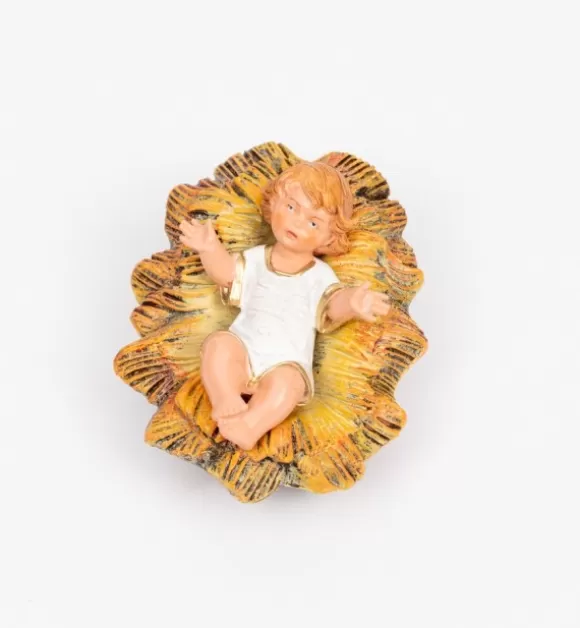 Presepe | Fontanini Bambino E Culla Per Presepe Colori Tradizionali Cm.19