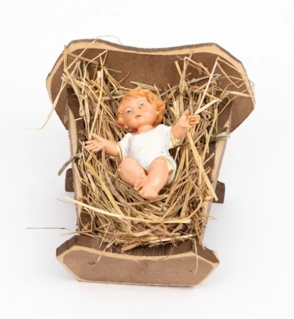 Presepe | Fontanini Bambino E Culla Per Presepe Colori Tradizionali Cm.30