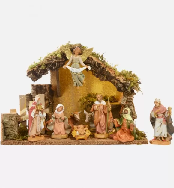 Presepe | Fontanini Capanna N.246/L Con 9 Pezzi Per Presepe Cm.12