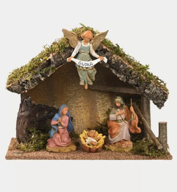 Presepe | Fontanini Capanna N.249/L Con 4 Pezzi Per Presepe Cm.12