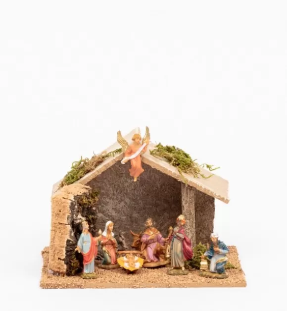 Presepe | Fontanini Capanna N.381/L Con 9 Pezzi Per Cm.4