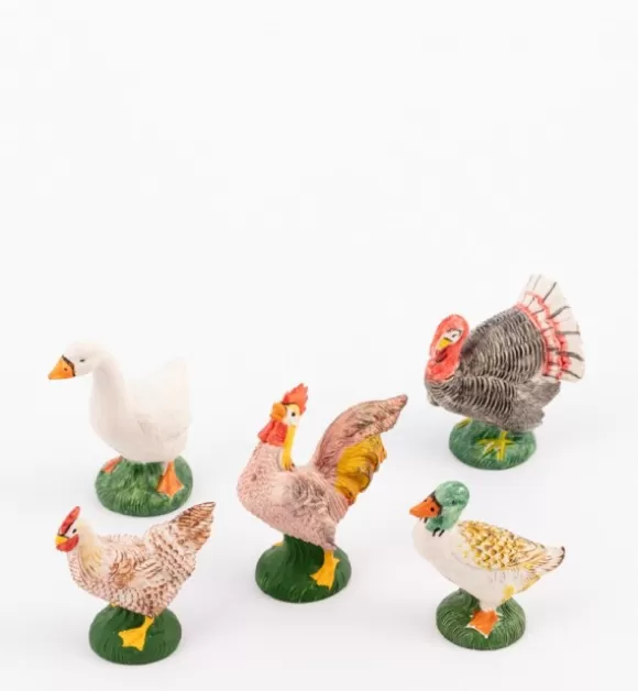 Presepe | Fontanini Gallinacei Per Presepe Colori Tradizionali Cm.19