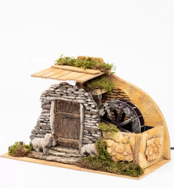 Villaggi Presepe | Fontanini Mulino In Legno Funzionante N.1830 Per Cm.12