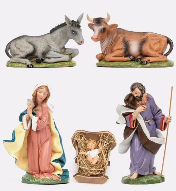 Presepe | Fontanini Nativita 5 Pezzi Per Presepe Colori Tradizionali Cm.30