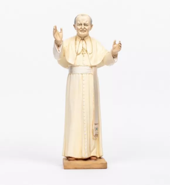 Statue Religiose | Fontanini Papa Giovanni Paolo Ii Con Zucchetto In Resina Cm.46