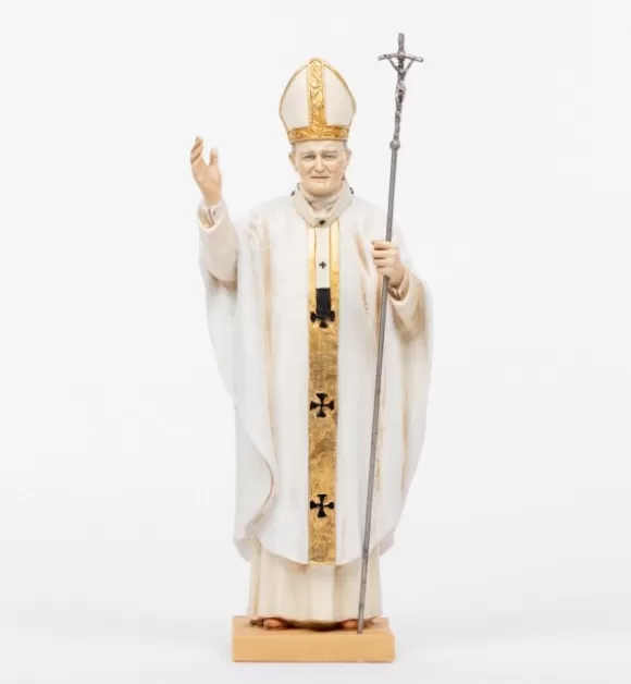 Statue Religiose | Fontanini Papa Giovanni Paolo Ii Veste Bianca In Resina Cm.56