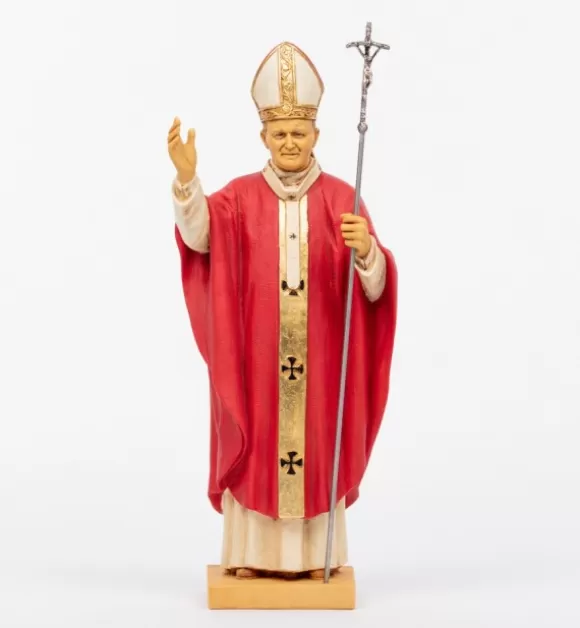 Statue Religiose | Fontanini Papa Giovanni Paolo Ii Veste Rossa In Resina Cm.56