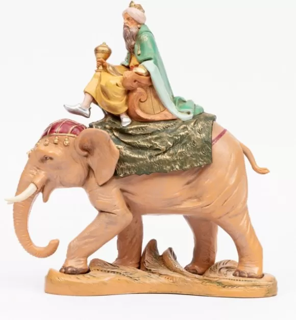 Presepe | Fontanini Re Su Elefante Per Presepe Cm.19